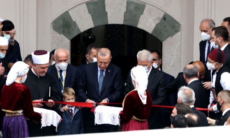Turkish President Erdogan opens the renovated Baščaršija Mosque