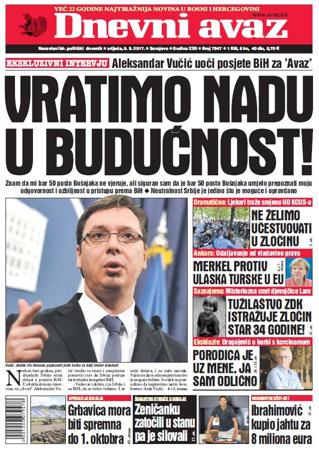 Danas u "Dnevnom avazu" čitajte - Vratimo nadu u budućnost!