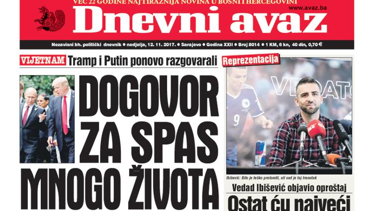 Danas u "Dnevnom avazu" čitajte - Dogovor za spas mnogo života