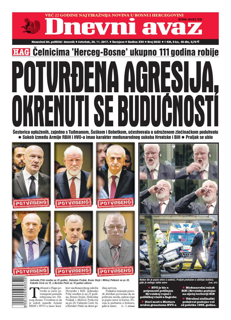 Danas u "Dnevnom avazu" čitajte – Potvrđena agresija, okrenuti se budućnosti