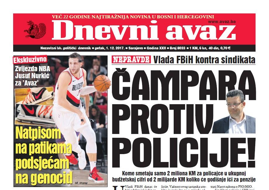 Danas u ''Dnevnom avazu'' čitajte: Čampara protiv policije!