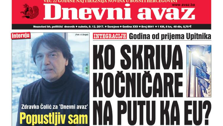 Danas u "Dnevnom avazu" čitajte - Ko skriva kočničare na putu ka EU?