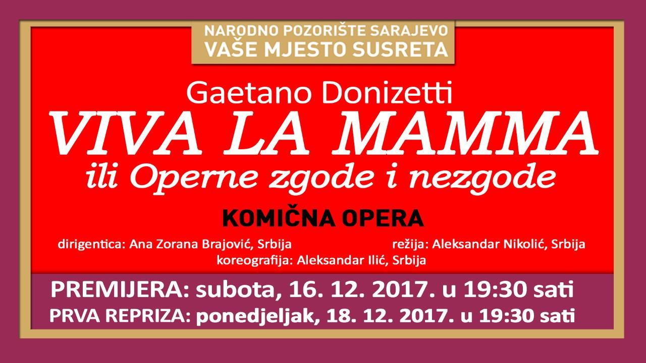Narodno pozorište Sarajevo: Premijera opere ''Viva la mamma ili operne zgode i nezgode''