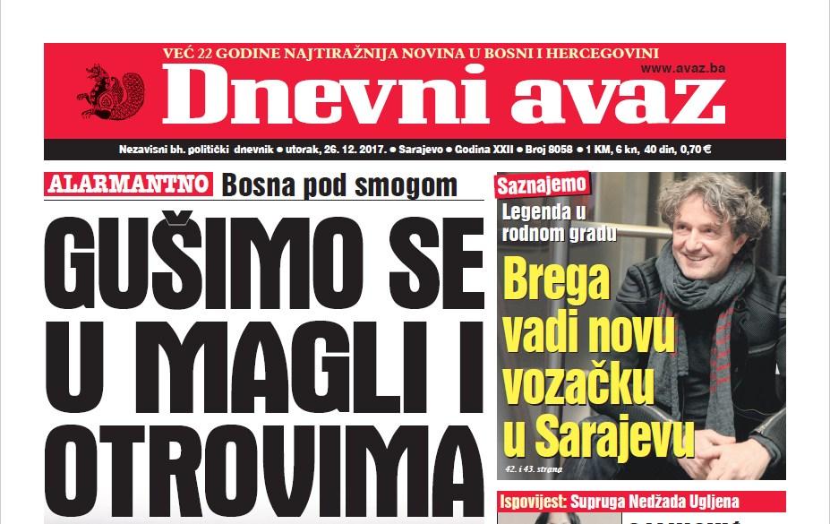 Danas u "Dnevnom avazu" čitajte – Gušimo se u magli i otrovima
