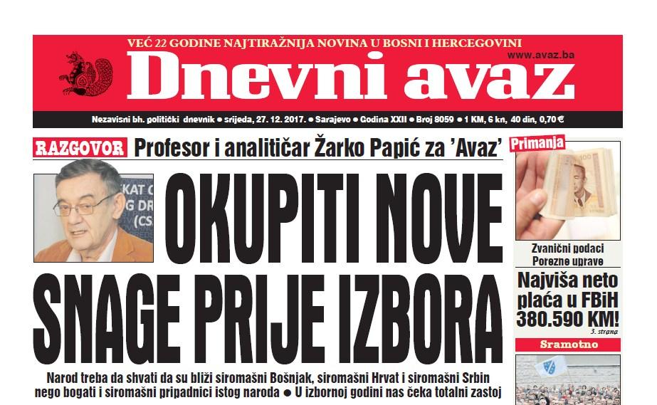 Danas u "Dnevnom avazu" čitajte - Okupiti nove snage prije izbora
