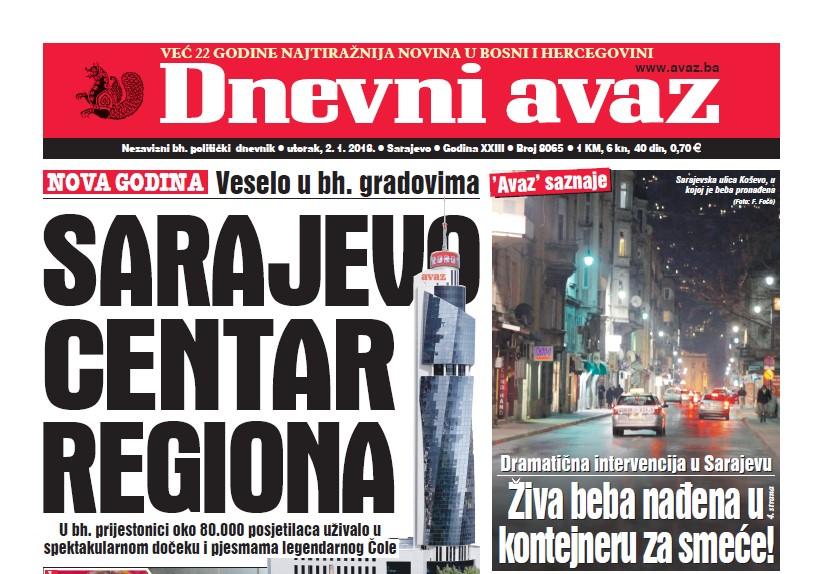 Danas u "Dnevnom avazu" čitajte - Sarajevo centar regiona