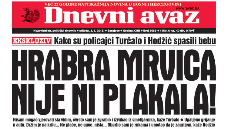 Danas u "Dnevnom avazu" čitajte - Hrabra mrvica nije ni plakala!