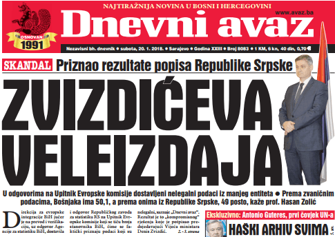 Danas u "Dnevnom avazu" čitajte - Zvizdićeva veleizdaja