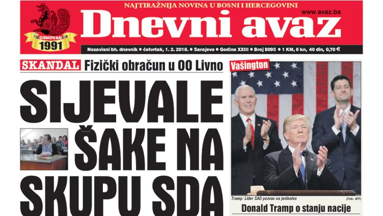 Danas u "Dnevnom avazu" čitajte - Sijevale šake na skupu SDA