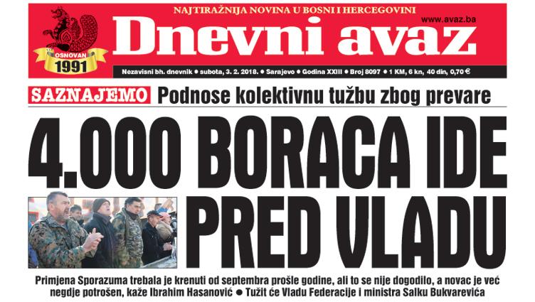 Danas u "Dnevnom avazu" čitajte - 4.000 boraca ide pred Vladu