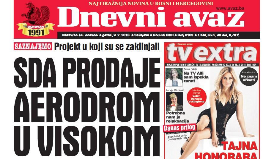 Danas u "Dnevnom avazu'' čitajte - SDA prodaje aerodrom u Visokom