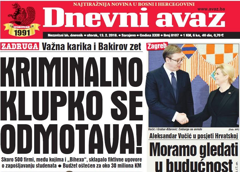 Danas u "Dnevnom avazu" čitajte - Kriminalno klupko se odmotava!