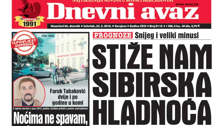 Danas u "Dnevnom avazu" čitajte: Stiže nam sibirska hladnoća