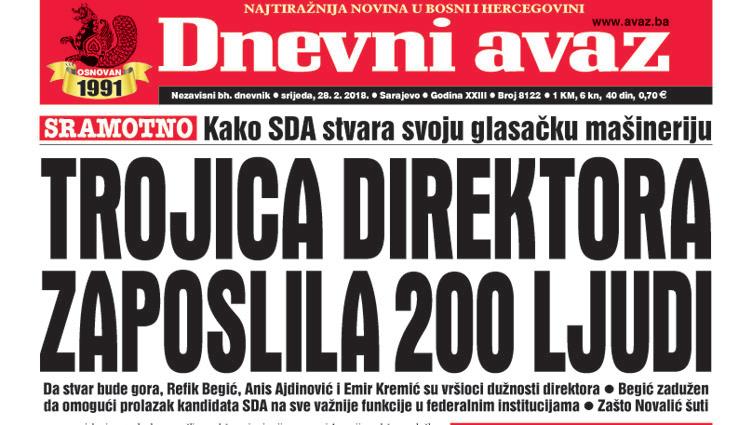 Danas u "Dnevnom avazu" čitajte - Trojica direktora zaposlila 200 ljudi