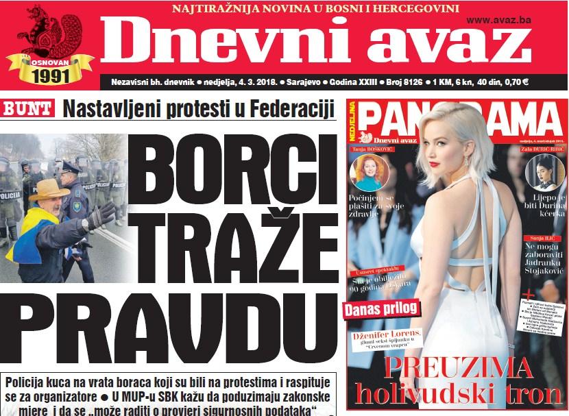 Danas u "Dnevnom avazu" čitajte - Borci traže pravdu