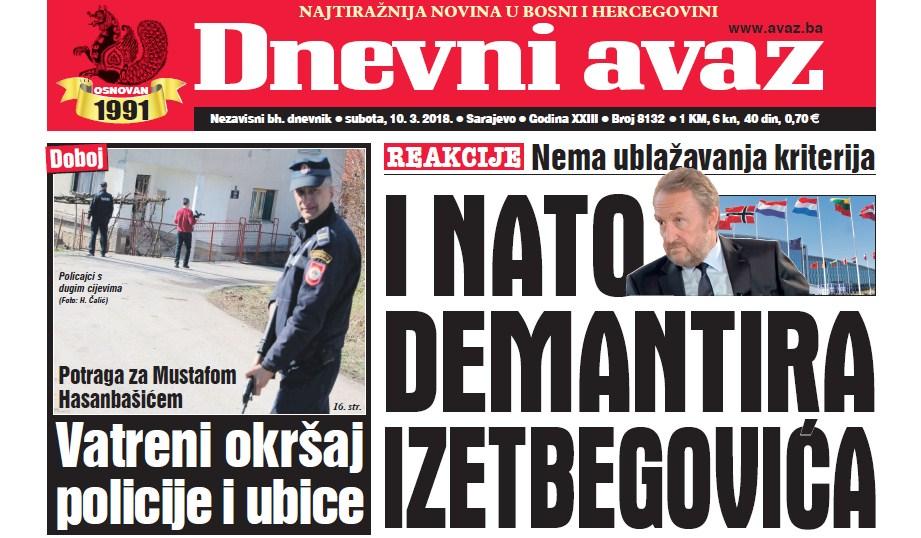 Danas u "Dnevnom avazu'' čitajte - I NATO demantira Izetbegovića