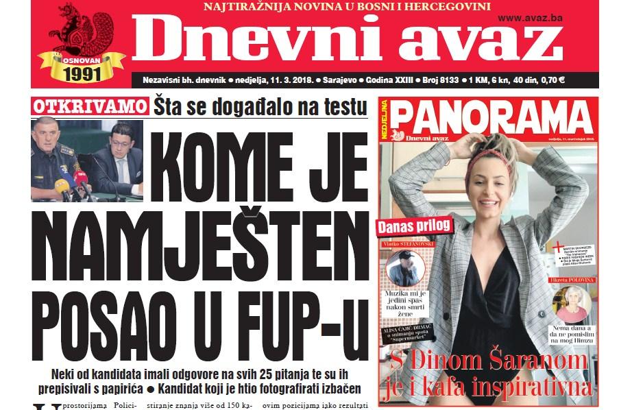 Danas u "Dnevnom avazu'' čitajte - Kome je namješten posao u FUP-u