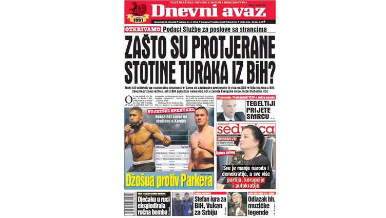 Danas u "Dnevnom avazu" čitajte – Zašto su protjerane stotine Turaka iz BiH?