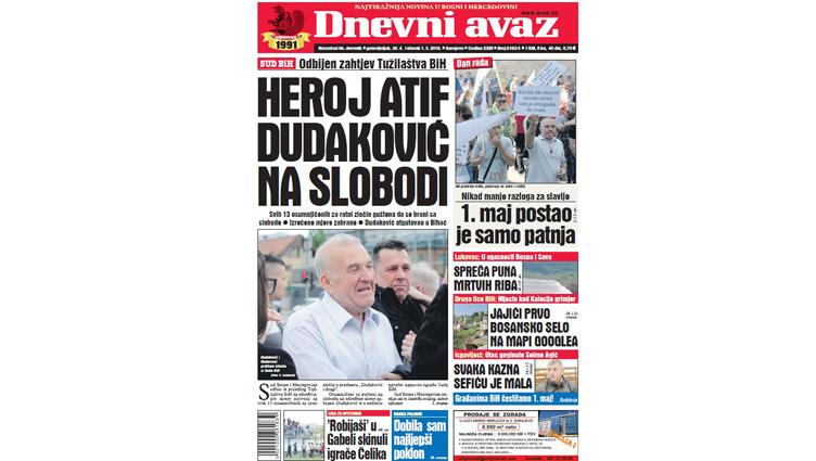 Danas u "Dnevnom avazu" čitajte - Heroj Atif Dudaković na slobodi