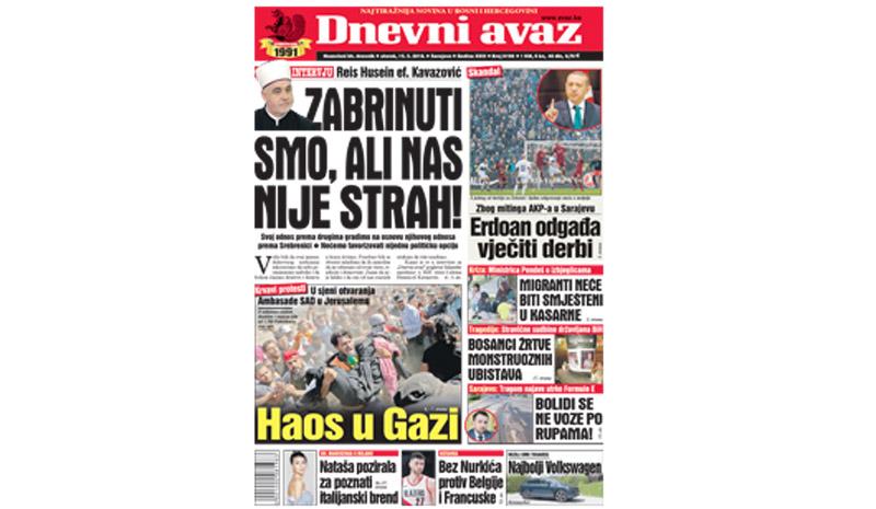 Danas u "Dnevnom avazu" čitajte - Reis Husein ef. Kavazović: Zabrinuti smo, ali nas nije strah