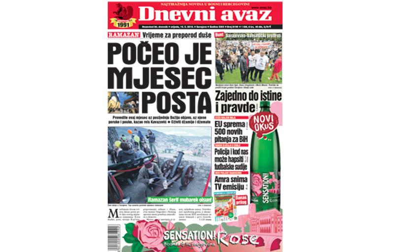 Danas u "Dnevnom avazu" čitajte: Počeo je mjesec posta