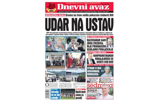 Danas u "Dnevnom avazu" čitajte: Udar na Ustav