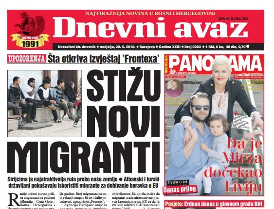 Danas u "Dnevnom avazu" čitajte: Stižu novi migranti