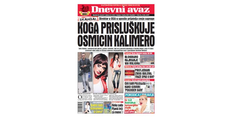 Danas u ''Dnevnom avazu'' čitajte – Koga prisluškuje Osmicin Kalimero
