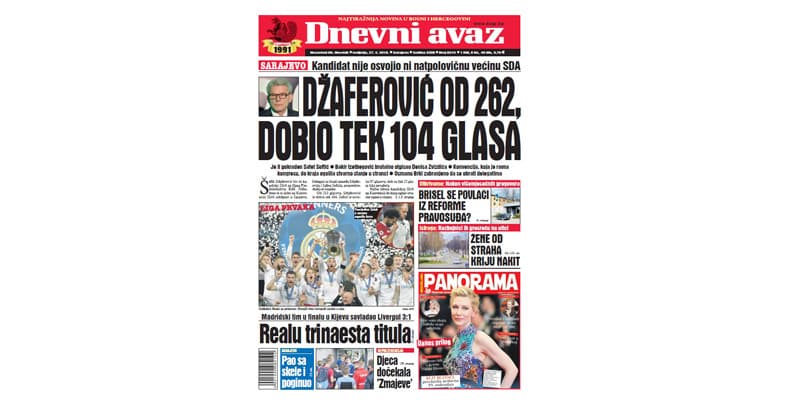 Danas u "Dnevnom avazu" čitajte - Džaferović od 262, dobio tek 104 glasa