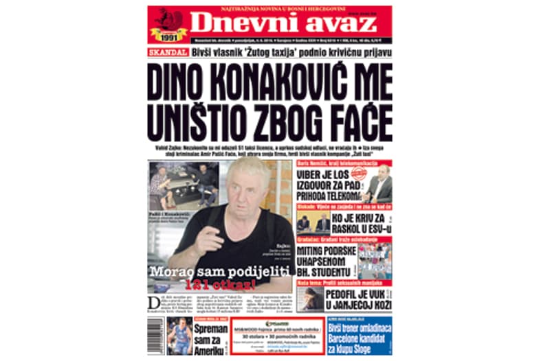 Danas u "Dnevnom avazu" čitajte: Dino Konaković me uništio zbog Faće