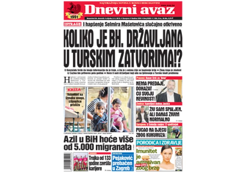 Danas u "Dnevnom avazu" čitajte - Koliko je bh. državljana u turskim zatvorima