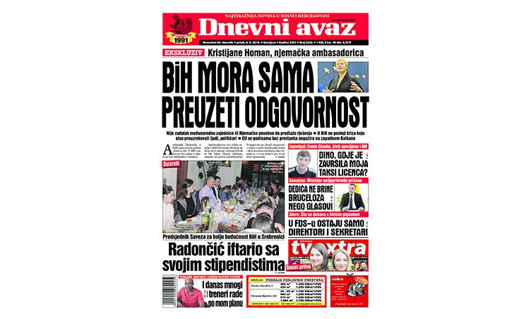 Danas u „Dnevnom avazu“ čitajte: BiH mora sama preuzeti odgovornost