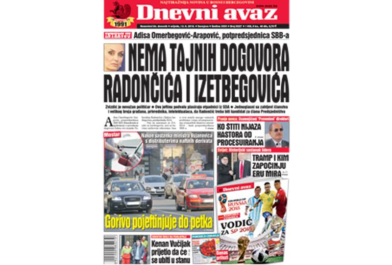 Danas u "Dnevnom avazu" čitajte: Nema tajnih dogovora Radončića i Izetbegovića