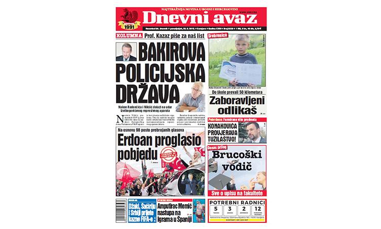 U današnjem printanom izdanju „Dnevnog avaza“, između ostalog čitajte: Izetbegovićeva policijska država