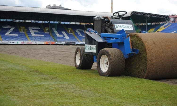 Na stadionu Grbavica počelo postavljanje nove trave uzgajane u Grčkoj