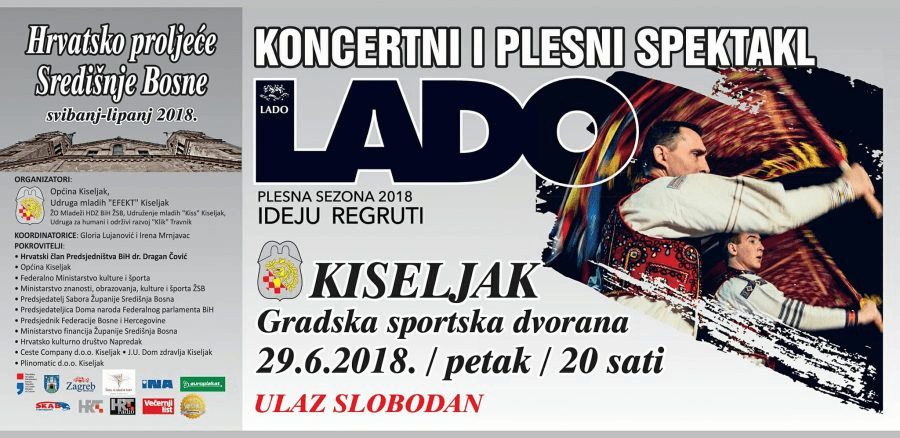 Kiseljak: Koncert ansambla LADO počinje u 20 sati