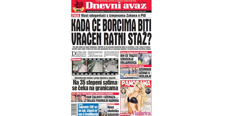 Danas u "Dnevnom avazu" čitajte - Kada će borcima biti vraćen ratni staž?