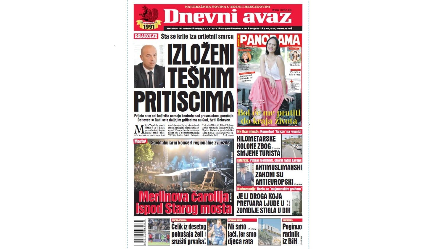 Danas u "Dnevnom avazu" čitajte: Izloženi smo teškim pritiscima!