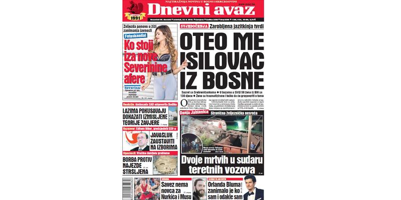 Danas u "Dnevnom avazu" čitajte: Oteo me ISIL-ovac iz Bosne