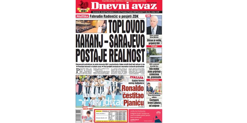 Danas u "Dnevnom avazu" čitajte - Toplovod Kakanj - Sarajevo postaje realnost
