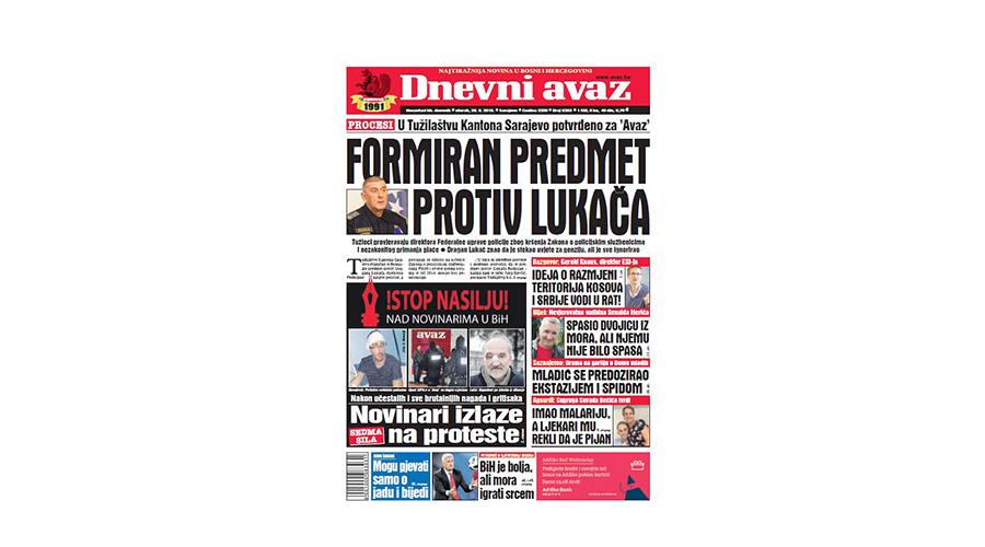 Danas u "Dnevnom avazu" čitajte – Formiran predmet protiv Lukača