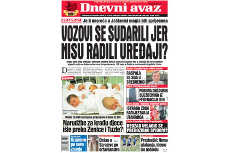 Danas u "Dnevnom avazu" čitajte: Vozovi se sudarili jer nisu radili uređaji?