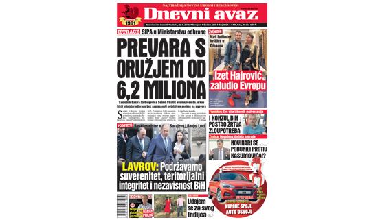 Danas u "Dnevnom avazu" čitajte: Prevara s oružjem od 6,2 miliona