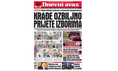 Danas u "Dnevnom avazu" čitajte: Krađe ozbiljno prijete izborima