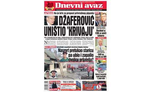 Danas u "Dnevnom avazu" čitajte: Džaferović uništio "Krivaju"