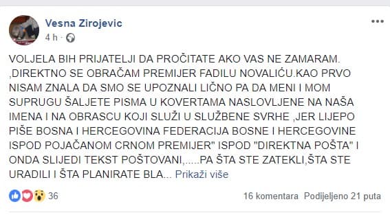 Sarajka Vesna Zirojević očitala Novaliću lekciju