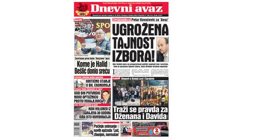 Danas u "Dnevnom avazu" čitajte: Ugrožena tajnost izbora!