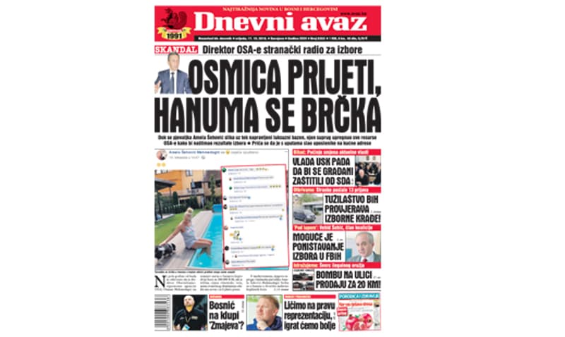 Danas u "Dnevom avazu" čitajte: Osmica prijeti, hanuma se brčka