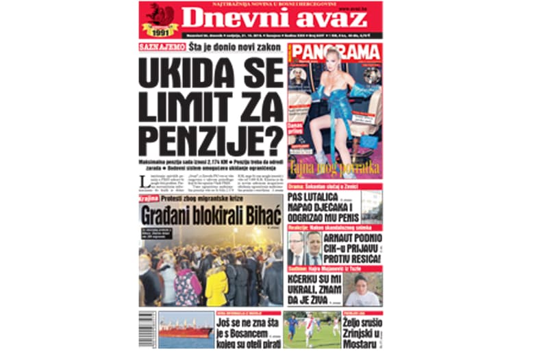 Danas u "Dnevnom avazu" čitajte: Ukida se limit za penzije?
