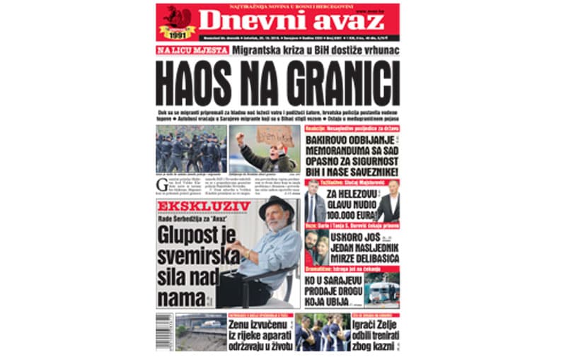 Danas u "Dnevnom avazu" čitajte: Haos na granici